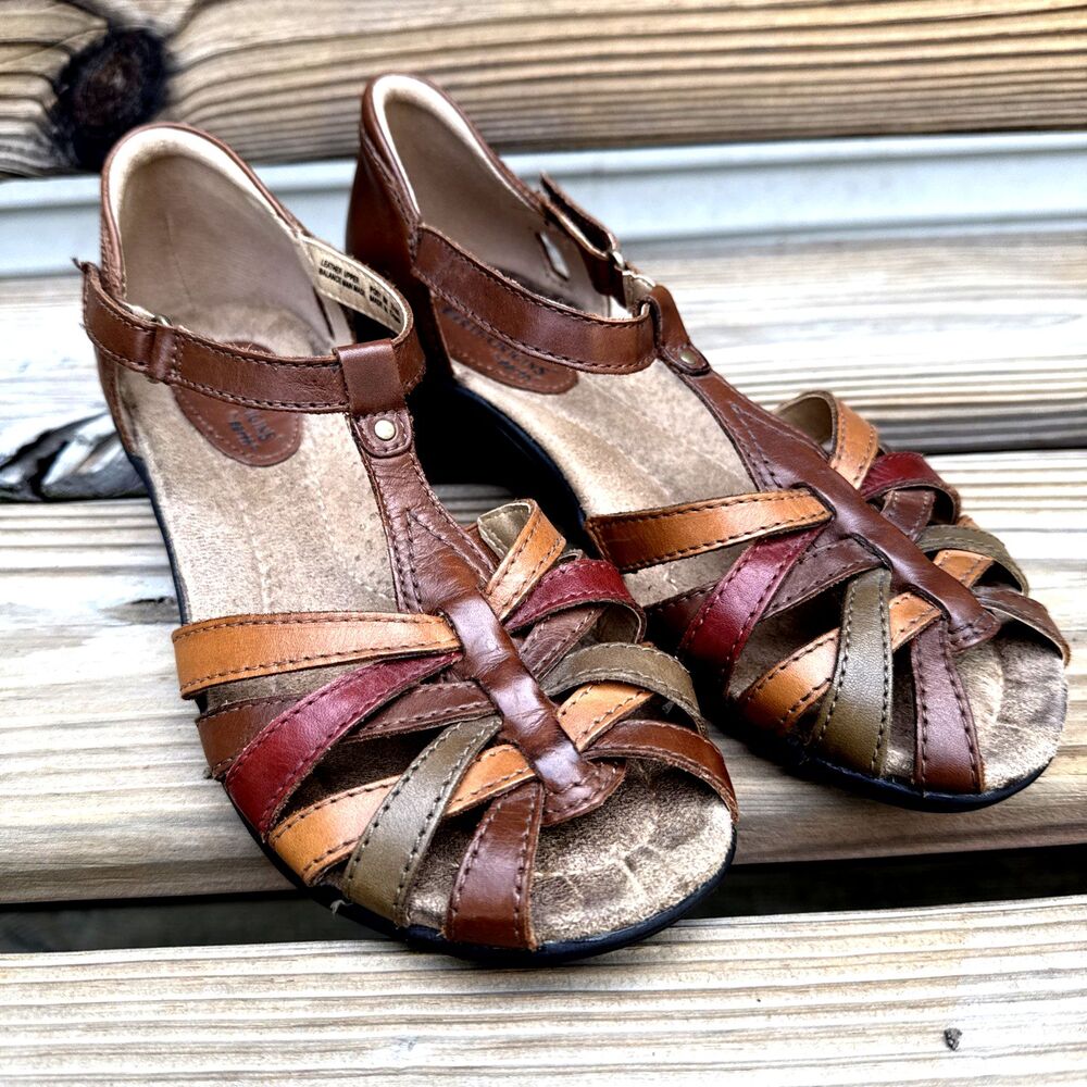 Earth Origins Leather Easth Tones Slingback Ankle Strap Sandal Womens 8M